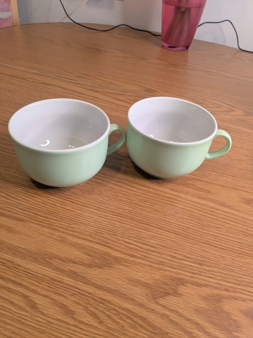 set of 2 jade green coffee tea mugs saturnia made in Italy ceramic 12oz